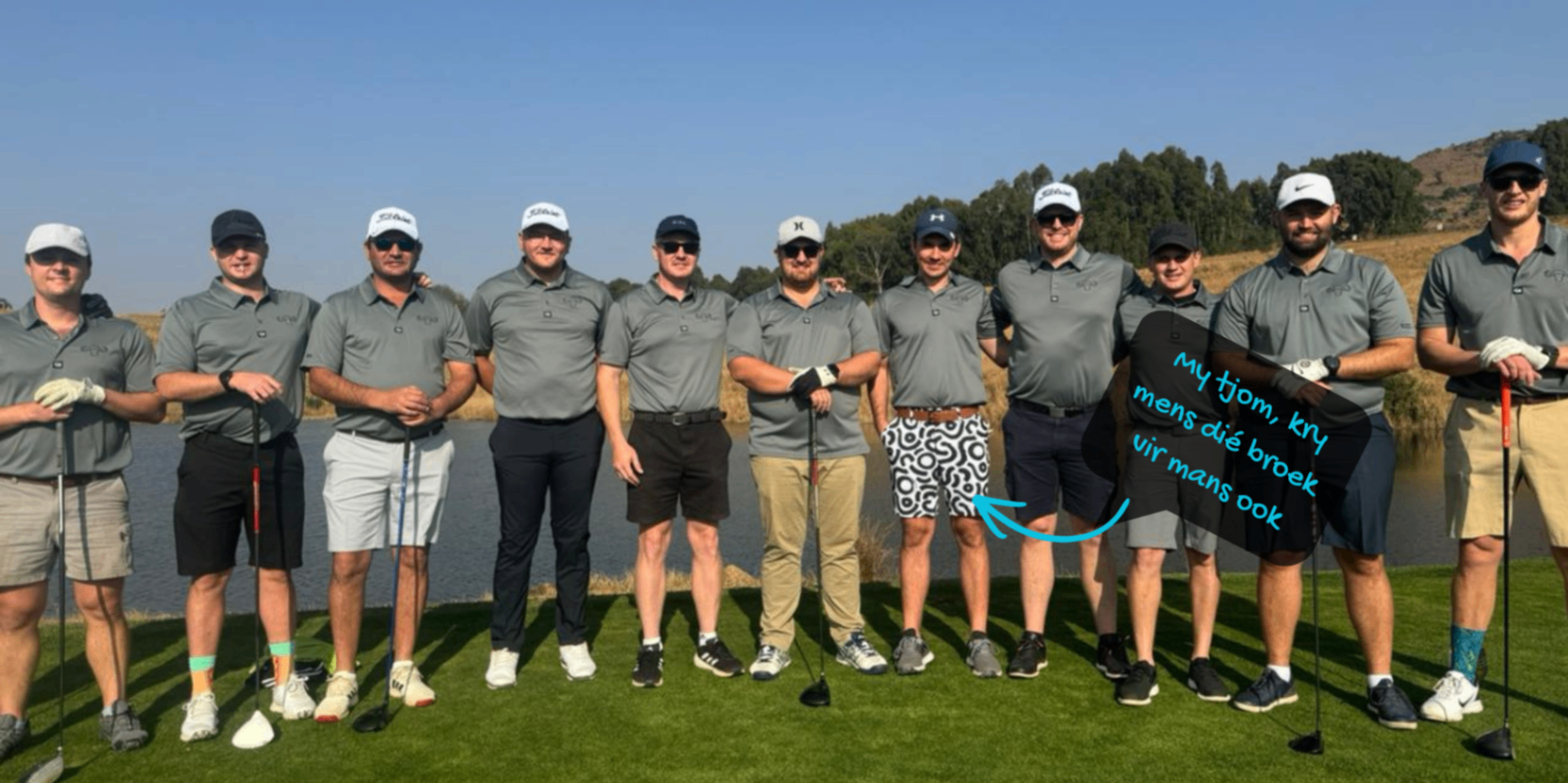 The crew on the golf course